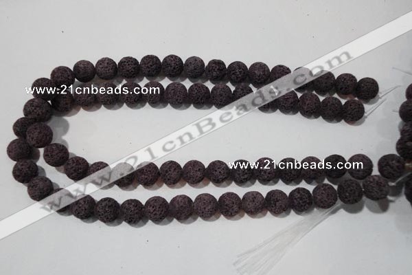 CLV478 15.5 inches 12mm round dyed purple lava beads wholesale