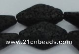 CLV48 15 inches 13*23mm rhombus black natural lava beads wholesale