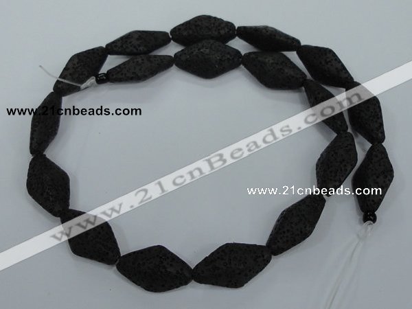 CLV48 15 inches 13*23mm rhombus black natural lava beads wholesale