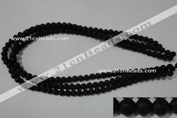 CLV483 15.5 inches 6mm round black lava beads wholesale