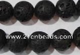 CLV487 15.5 inches 14mm round black lava beads wholesale