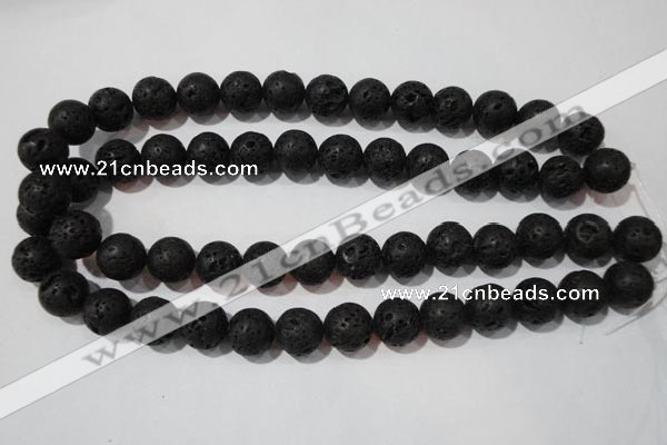 CLV487 15.5 inches 14mm round black lava beads wholesale