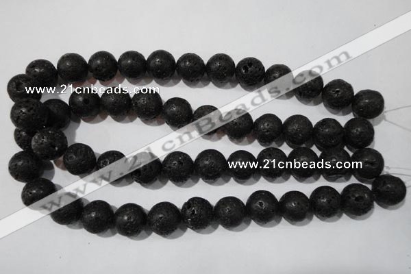 CLV488 15.5 inches 16mm round black lava beads wholesale