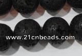 CLV489 15.5 inches 18mm round black lava beads wholesale