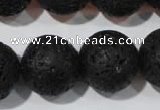 CLV490 15.5 inches 20mm round black lava beads wholesale