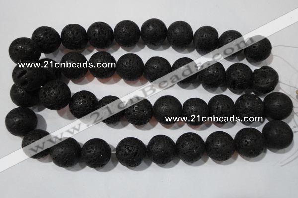 CLV490 15.5 inches 20mm round black lava beads wholesale