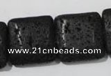 CLV496 15.5 inches 25*25mm square black lava beads wholesale