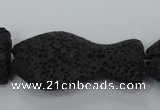 CLV50 15 inches 20*35mm pisciform black natural lava beads wholesale