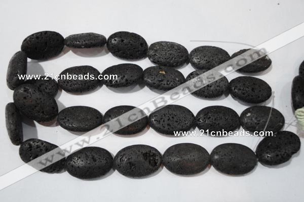 CLV508 15.5 inches 20*30mm oval black lava beads wholesale
