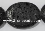 CLV509 15.5 inches 30*40mm oval black lava beads wholesale