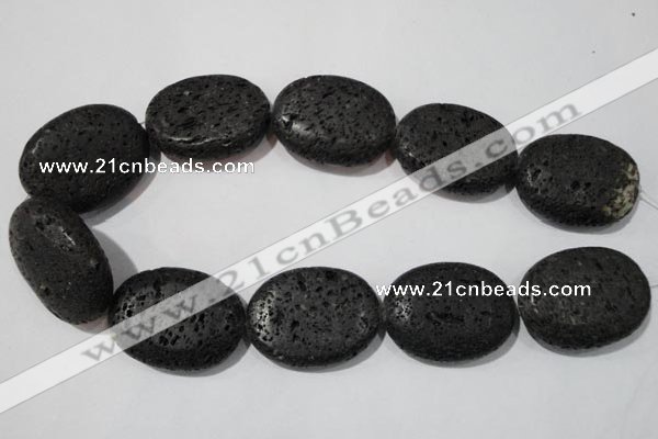 CLV509 15.5 inches 30*40mm oval black lava beads wholesale