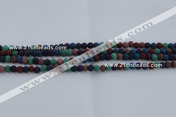 CLV520 15.5 inches 4mm round mixed lava beads wholesale