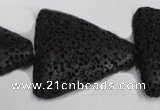 CLV53 15 inches 26*28mm triangle black natural lava beads wholesale