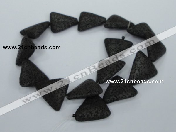 CLV53 15 inches 26*28mm triangle black natural lava beads wholesale