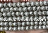 CLV530 15.5 inches 6mm round plated lava beads wholesale