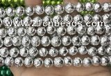 CLV531 15.5 inches 6mm round plated lava beads wholesale