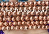 CLV532 15.5 inches 6mm round plated lava beads wholesale