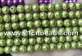 CLV535 15.5 inches 6mm round plated lava beads wholesale