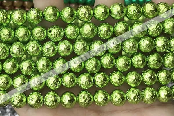 CLV536 15.5 inches 6mm round plated lava beads wholesale