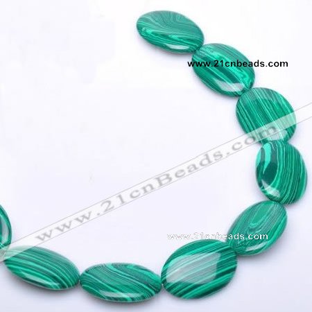 CMA06 22*30mm flat oval imitate malachite beads Wholesale