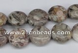 CMB08 15.5 inches 14mm flat round natural medical stone beads