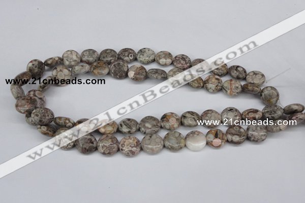 CMB08 15.5 inches 14mm flat round natural medical stone beads