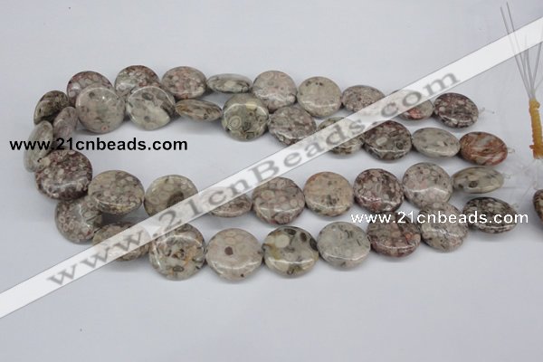 CMB11 15.5 inches 20mm flat round natural medical stone beads