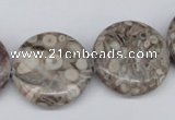 CMB12 15.5 inches 25mm flat round natural medical stone beads