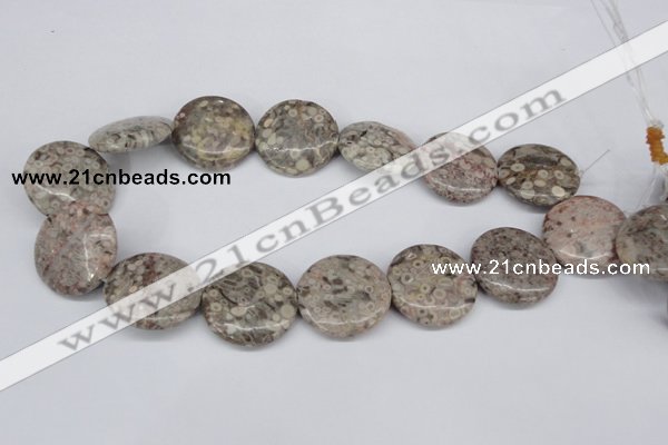 CMB14 15.5 inches 30mm flat round natural medical stone beads