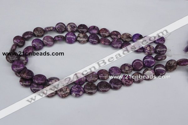 CMB30 15.5 inches 14mm flat round dyed natural medical stone beads