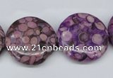 CMB32 15.5 inches 25mm flat round dyed natural medical stone beads