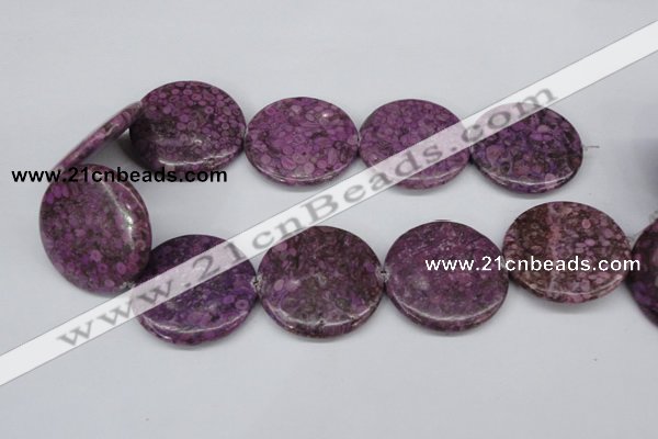 CMB34 15.5 inches 40mm flat round dyed natural medical stone beads