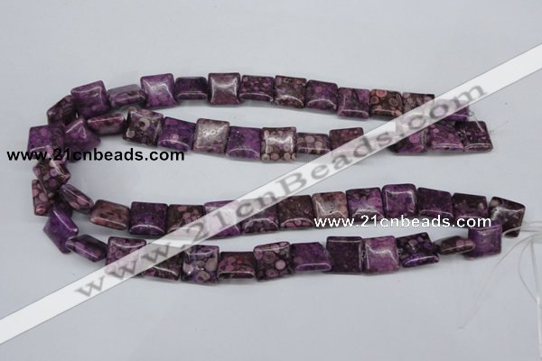 CMB37 15.5 inches 14*14mm square dyed natural medical stone beads