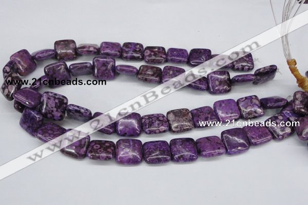 CMB38 15.5 inches 16*16mm square dyed natural medical stone beads