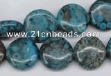 CMB42 15.5 inches 16mm flat round dyed natural medical stone beads