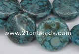 CMB43 15.5 inches 20mm flat round dyed natural medical stone beads