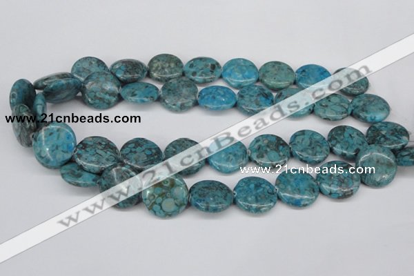 CMB43 15.5 inches 20mm flat round dyed natural medical stone beads