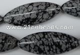 CME02 15.5 inches 15*40mm marquise snowflake obsidian beads