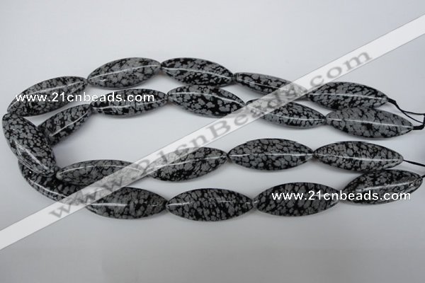 CME02 15.5 inches 15*40mm marquise snowflake obsidian beads