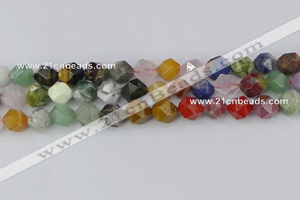 CME109 15.5 inches 12mm faceted nuggets mixed gemstone beads