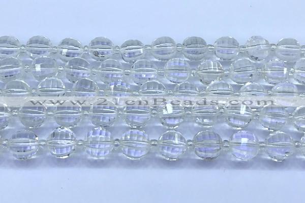 CME355 15 inches 10mm pumpkin white crystal beads