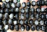 CME428 15 inches 8*12mm pumpkin silver obsidian gemstone beads