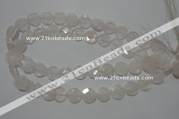 CME50 15.5 inches 15mm faceted coin rose quartz gemstone beads