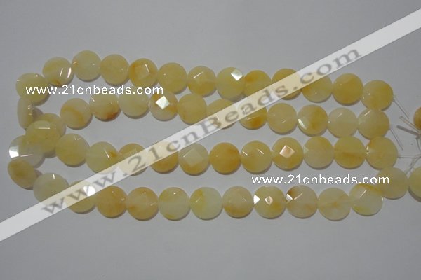 CME51 15.5 inches 15mm faceted coin yellow jade gemstone beads