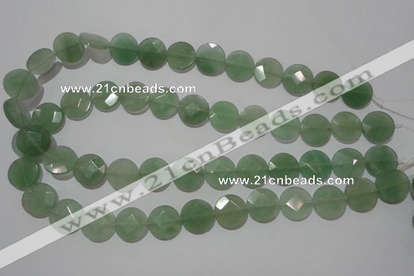 CME52 15.5 inches 15mm faceted coin green aventurine gemstone beads