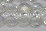 CME60 15.5 inches 10mm faceted coin plated white crystal beads