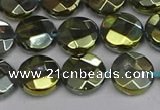 CME62 15.5 inches 10mm faceted coin plated white crystal beads