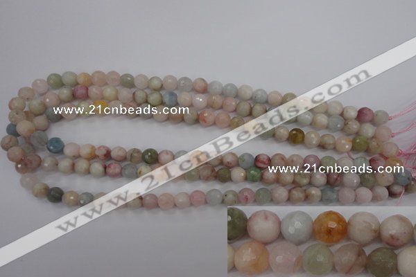 CMG122 15.5 inches 8mm faceted round natural morganite beads