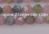 CMG201 15.5 inches 6mm faceted nuggets morganite gemstone beads