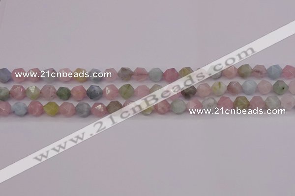 CMG201 15.5 inches 6mm faceted nuggets morganite gemstone beads